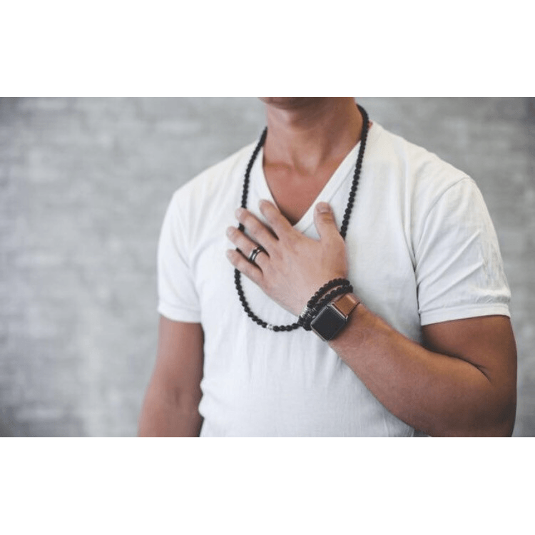Men's Lava Bracelet - Mala & Me- Gemstones with beautiful geometric pendents inspired by nature- Jewlery used for meditation, setting intentions and enhancing your yoga practice. Each gemstone holds unique healing properties