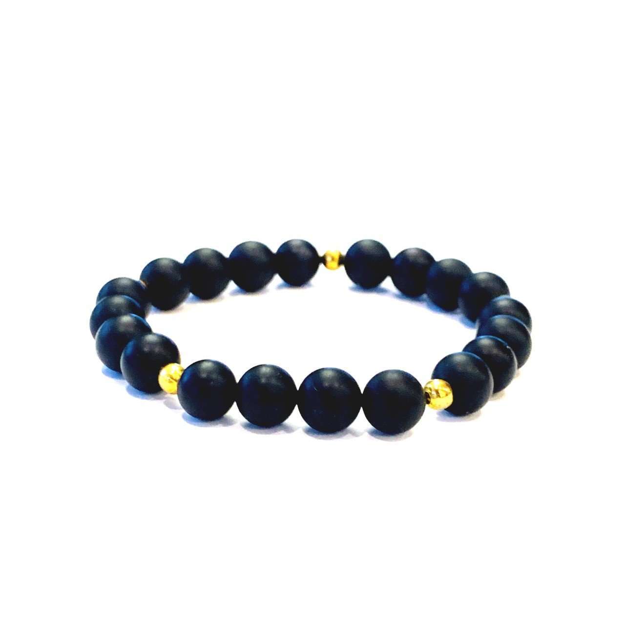 Matte Black Onyx Bracelet - Mala & Me- Gemstones with beautiful geometric pendents inspired by nature- Jewlery used for meditation, setting intentions and enhancing your yoga practice. Each gemstone holds unique healing properties