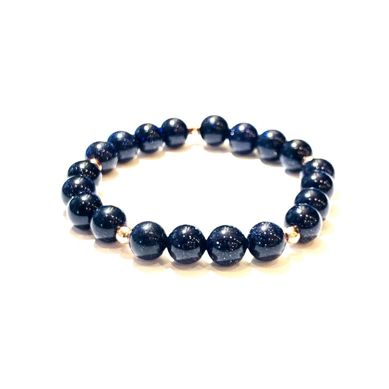 Blue Goldstone Bracelet - Mala & Me- Gemstones with beautiful geometric pendents inspired by nature- Jewlery used for meditation, setting intentions and enhancing your yoga practice. Each gemstone holds unique healing properties