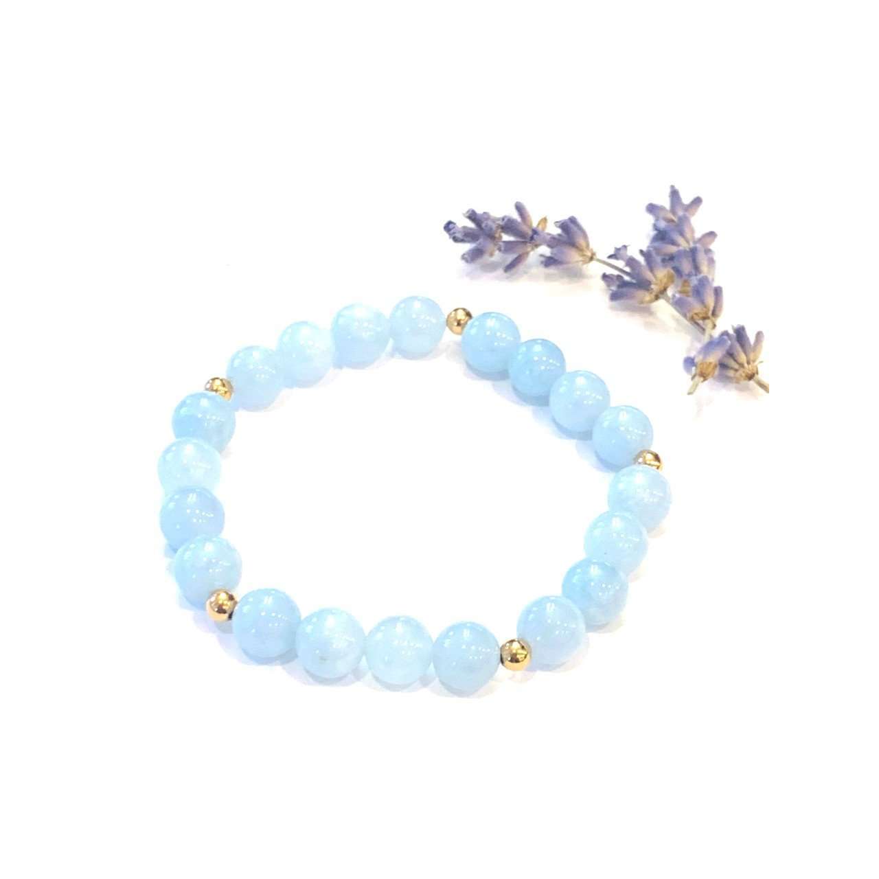 Blue Jade Bracelet - Mala & Me- Gemstones with beautiful geometric pendents inspired by nature- Jewlery used for meditation, setting intentions and enhancing your yoga practice. Each gemstone holds unique healing properties