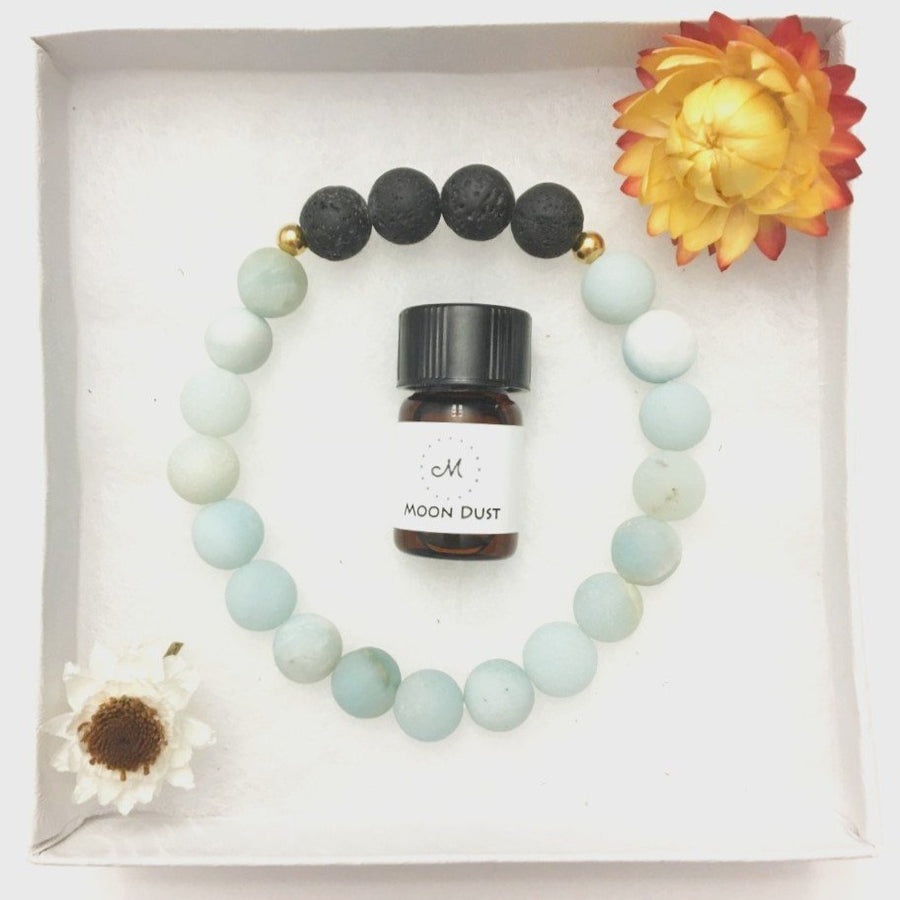 Bracelet + Essential Oil Box - Mala & Me- Gemstones with beautiful geometric pendents inspired by nature- Jewlery used for meditation, setting intentions and enhancing your yoga practice. Each gemstone holds unique healing properties 