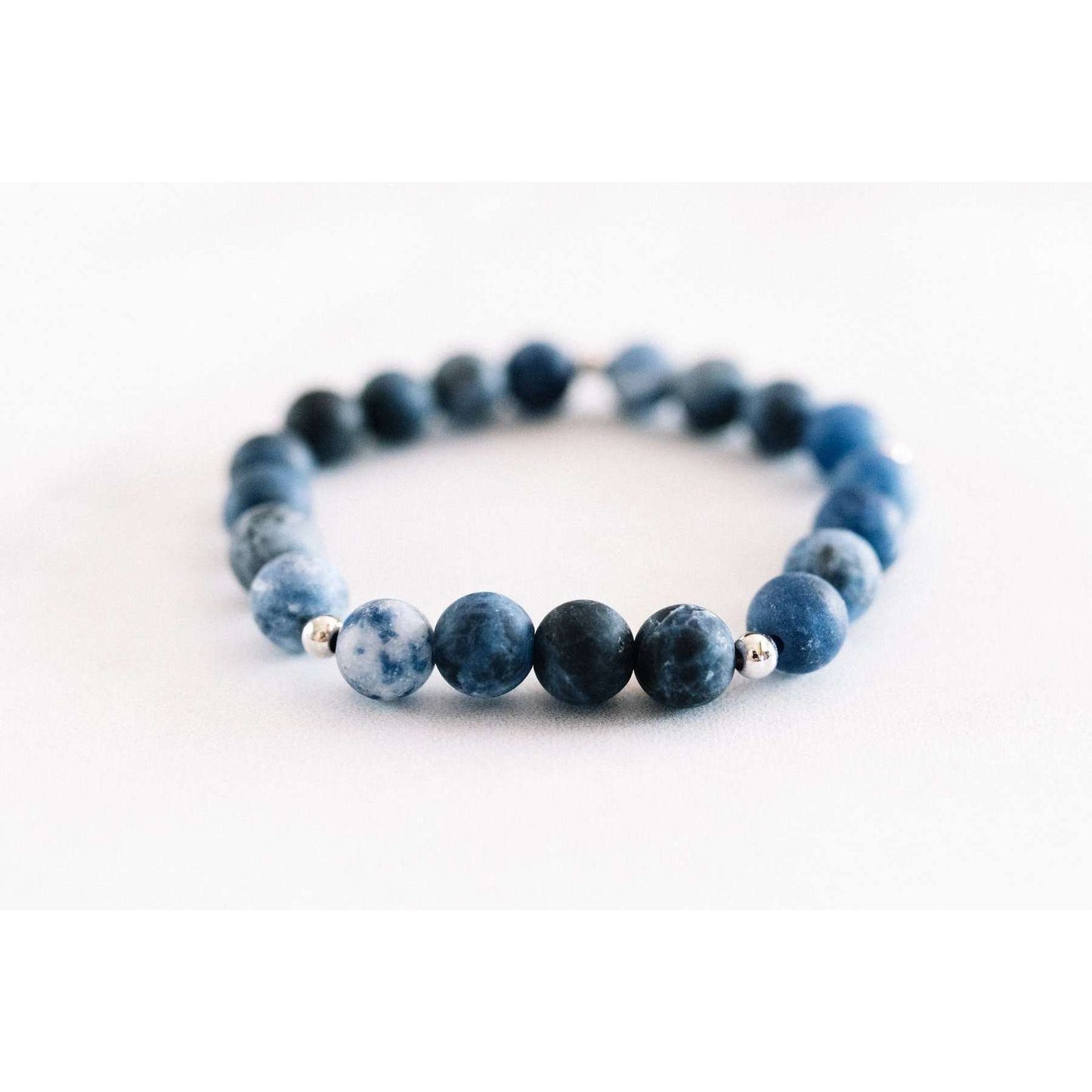 Matte Sodalite Bracelet - Mala & Me- Gemstones with beautiful geometric pendents inspired by nature- Jewlery used for meditation, setting intentions and enhancing your yoga practice. Each gemstone holds unique healing properties