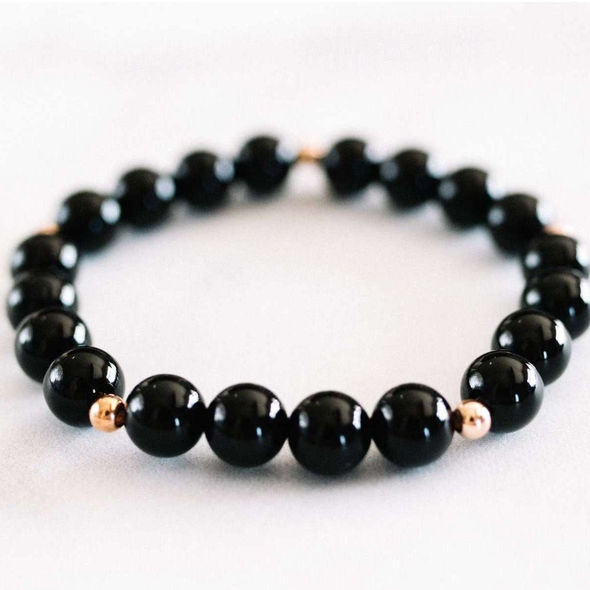 Black Onyx Bracelet - Mala & Me- Gemstones with beautiful geometric pendents inspired by nature- Jewlery used for meditation, setting intentions and enhancing your yoga practice. Each gemstone holds unique healing properties
