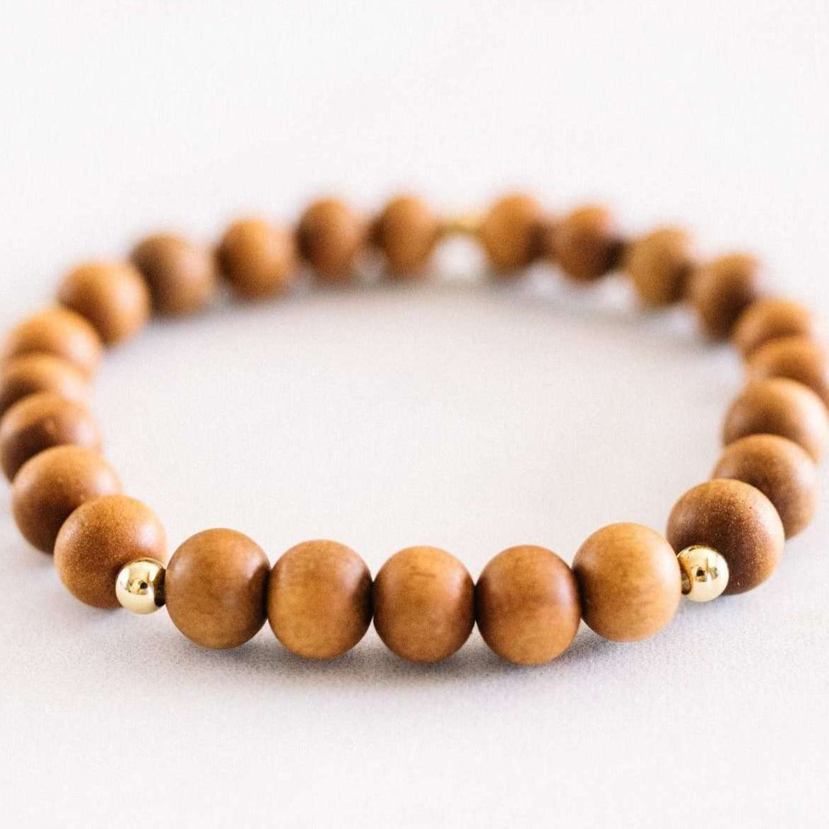 Sandalwood Bracelet - Mala & Me- Gemstones with beautiful geometric pendents inspired by nature- Jewlery used for meditation, setting intentions and enhancing your yoga practice. Each gemstone holds unique healing properties