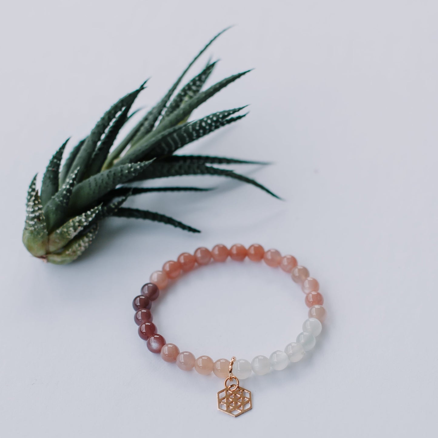 Mixed Moonstone Bracelet w/ Pendant - Mala & Me
