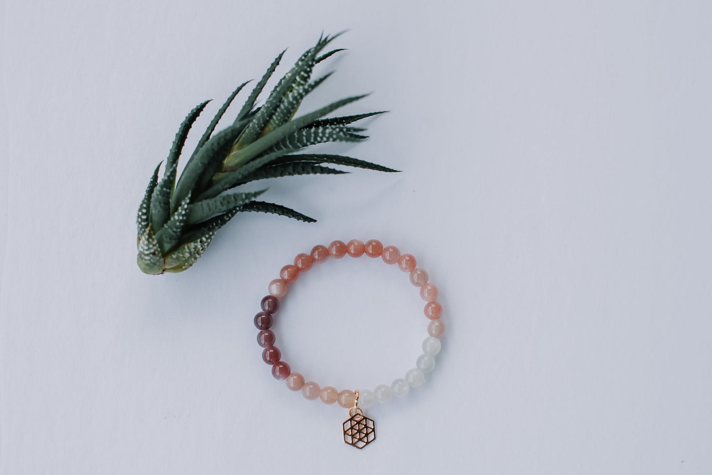 Mixed Moonstone Bracelet w/ Pendant - Mala & Me