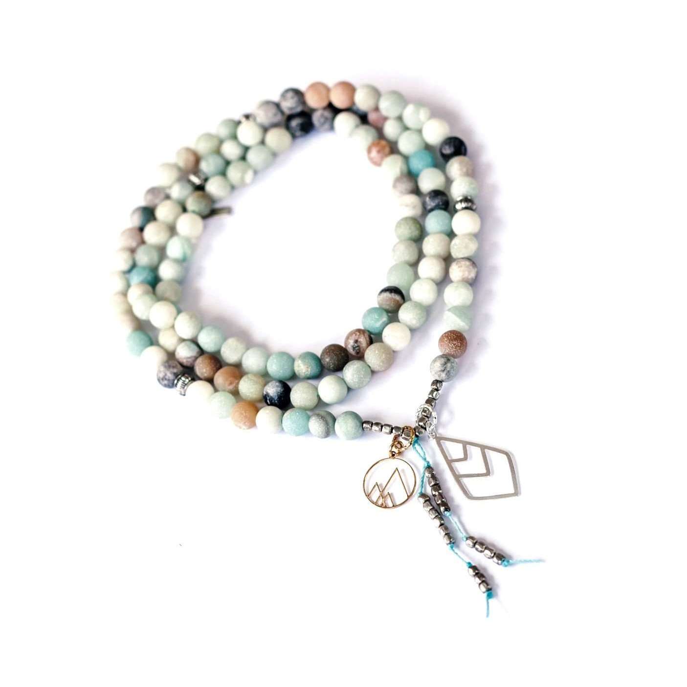 Wild + Free Mala - Mala & Me- Gemstones with beautiful geometric pendents inspired by nature- Jewlery used for meditation, setting intentions and enhancing your yoga practice. Each gemstone holds unique healing properties