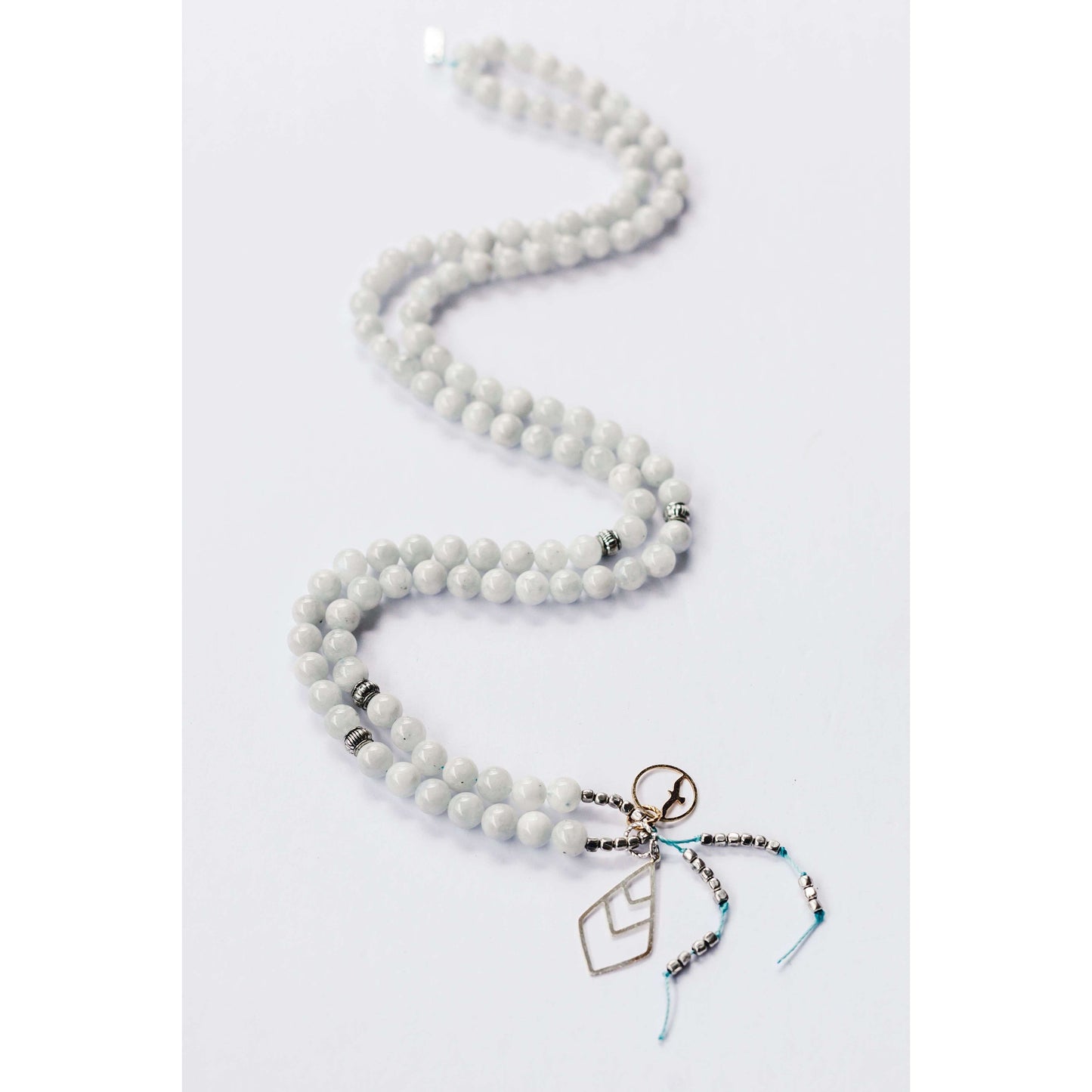 Moon Mala - Mala & Me- Gemstones with beautiful geometric pendents inspired by nature- Jewlery used for meditation, setting intentions and enhancing your yoga practice. Each gemstone holds unique healing properties