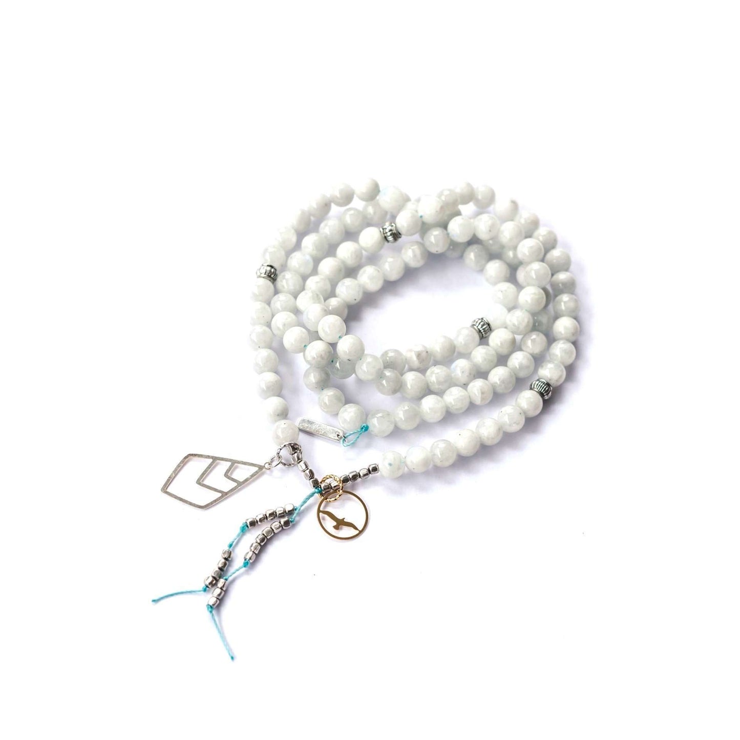 Moon Mala - Mala & Me- Gemstones with beautiful geometric pendents inspired by nature- Jewlery used for meditation, setting intentions and enhancing your yoga practice. Each gemstone holds unique healing properties