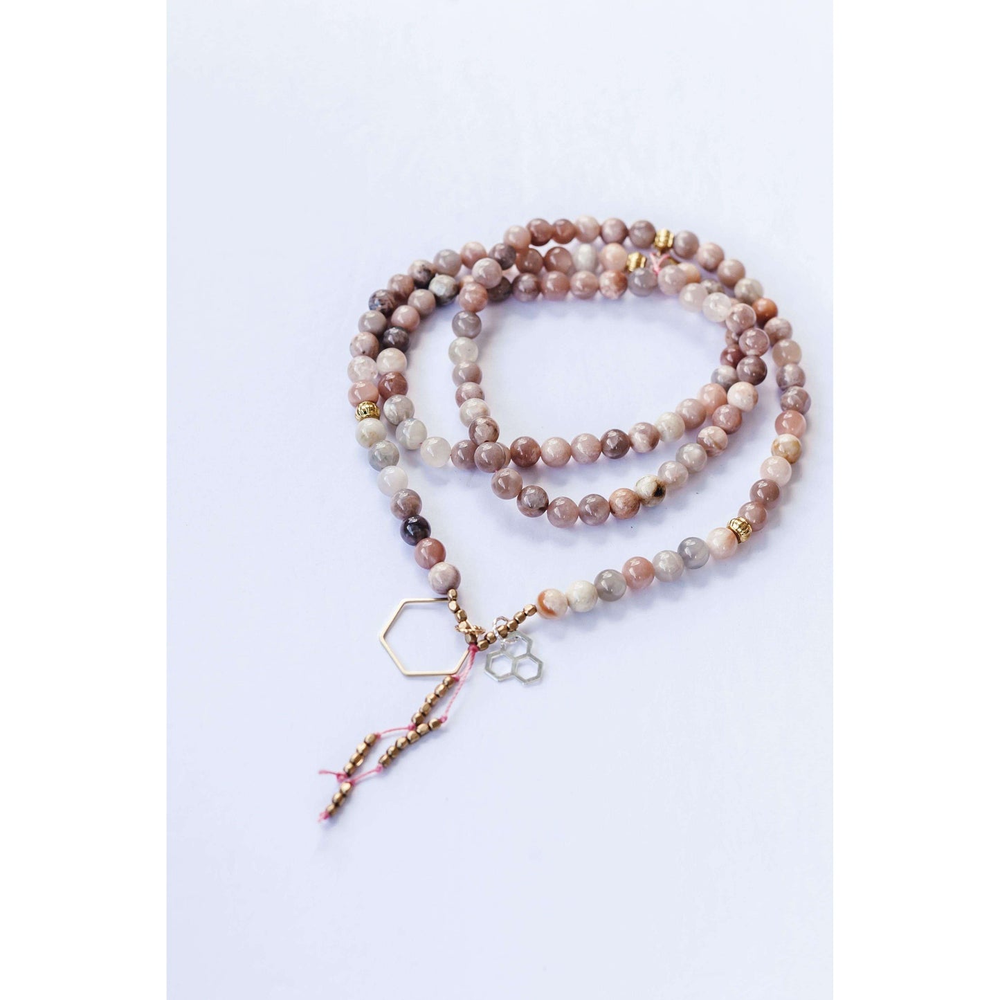 Free Spirit Mala - Mala & Me- Gemstones with beautiful geometric pendents inspired by nature- Jewlery used for meditation, setting intentions and enhancing your yoga practice. Each gemstone holds unique healing properties