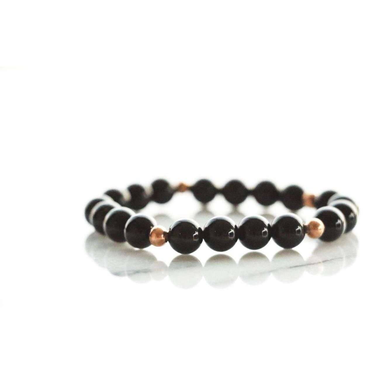 Black Onyx Bracelet - Mala & Me- Gemstones with beautiful geometric pendents inspired by nature- Jewlery used for meditation, setting intentions and enhancing your yoga practice. Each gemstone holds unique healing properties