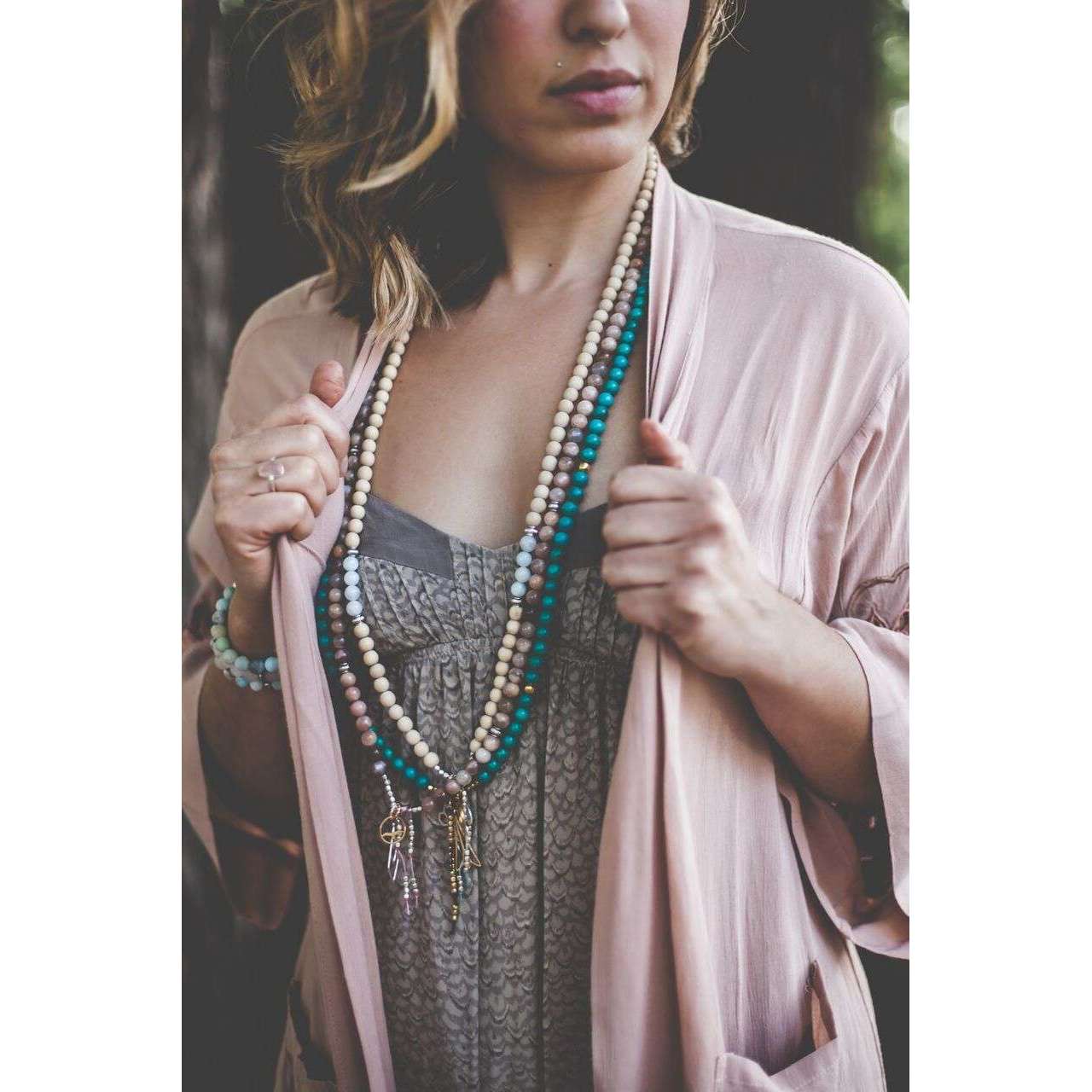 Rejuvenation Mala - Mala & Me- Gemstones with beautiful geometric pendents inspired by nature- Jewlery used for meditation, setting intentions and enhancing your yoga practice. Each gemstone holds unique healing properties