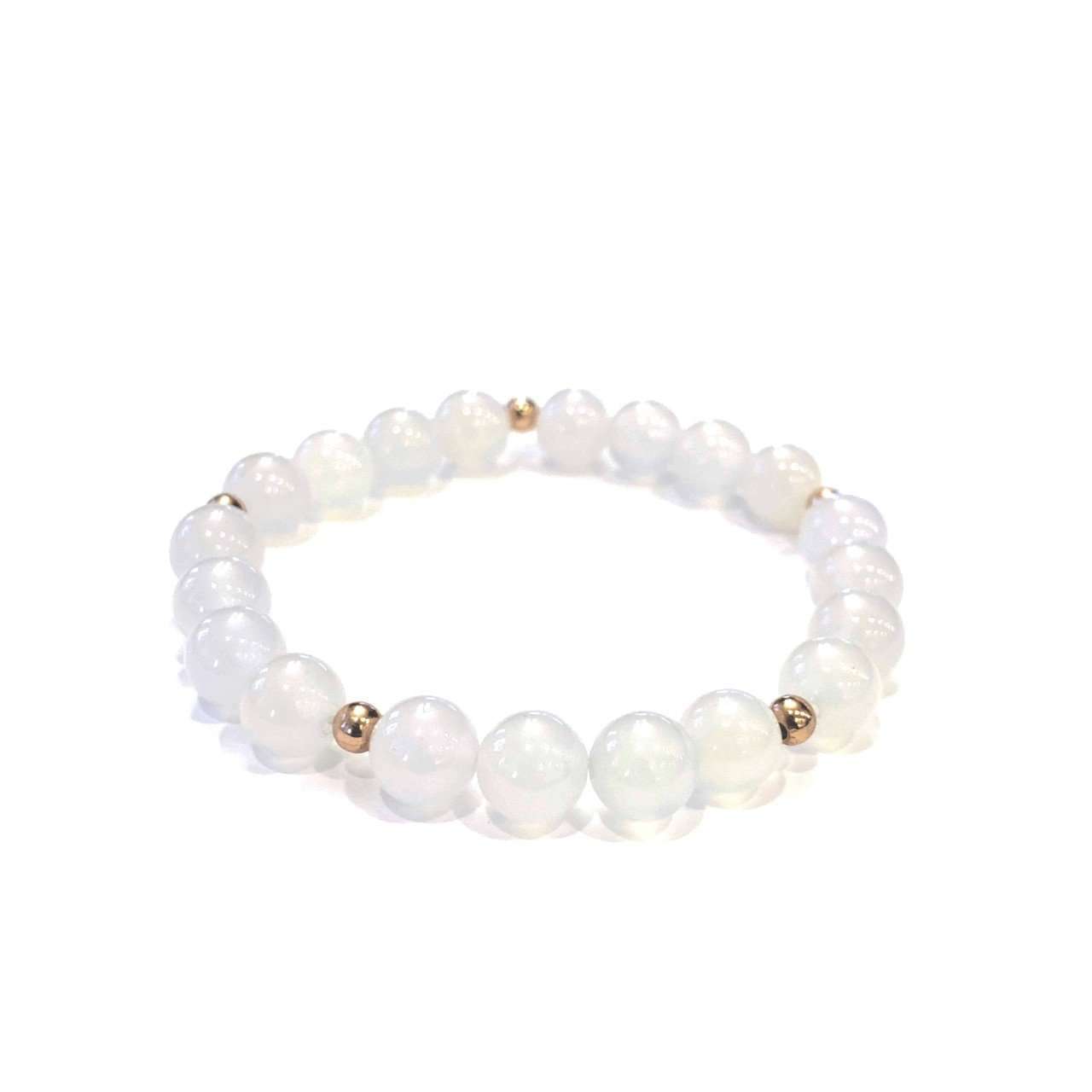 White Jade Bracelet - Mala & Me- Gemstones with beautiful geometric pendents inspired by nature- Jewlery used for meditation, setting intentions and enhancing your yoga practice. Each gemstone holds unique healing properties