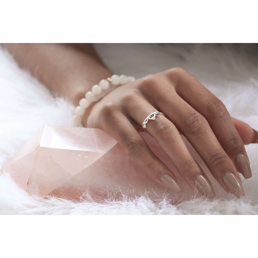 Mountain Ring - Mala & Me- Gemstones with beautiful geometric pendents inspired by nature- Jewlery used for meditation, setting intentions and enhancing your yoga practice. Each gemstone holds unique healing properties 