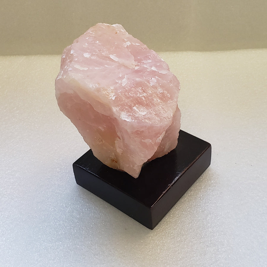 Rose Quartz on Wooden Base