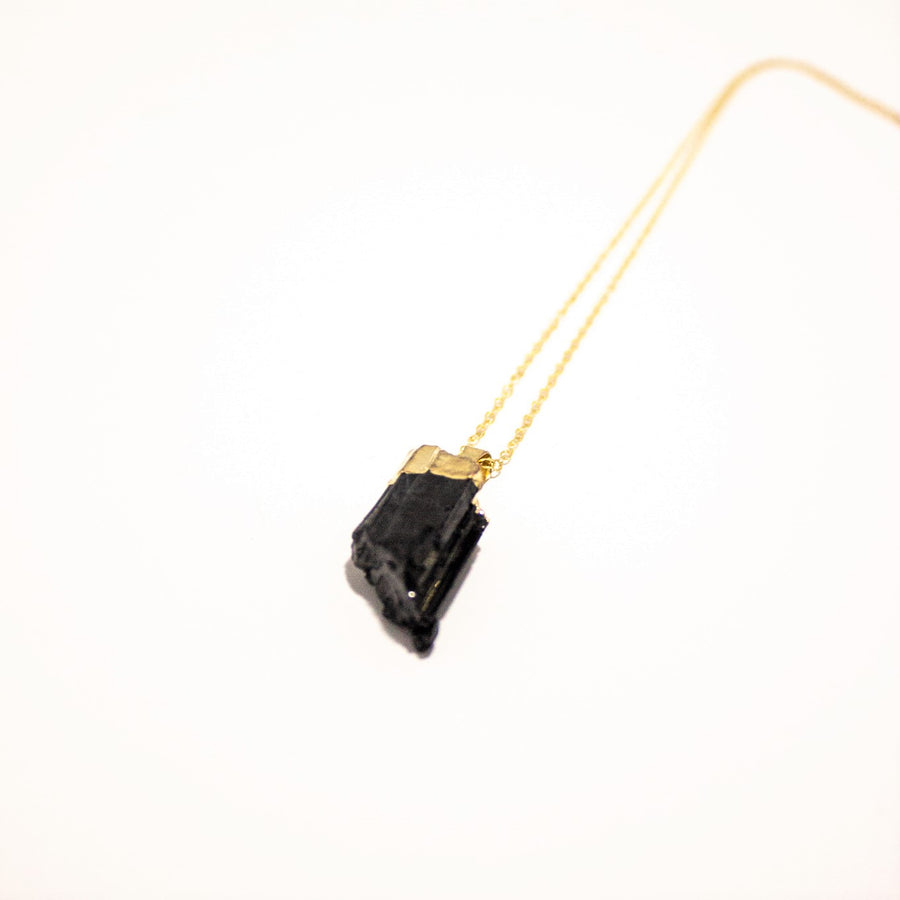 Black Tourmaline Pendant Necklace - Mala & Me- Gemstones with beautiful geometric pendents inspired by nature- Jewlery used for meditation, setting intentions and enhancing your yoga practice. Each gemstone holds unique healing properties 