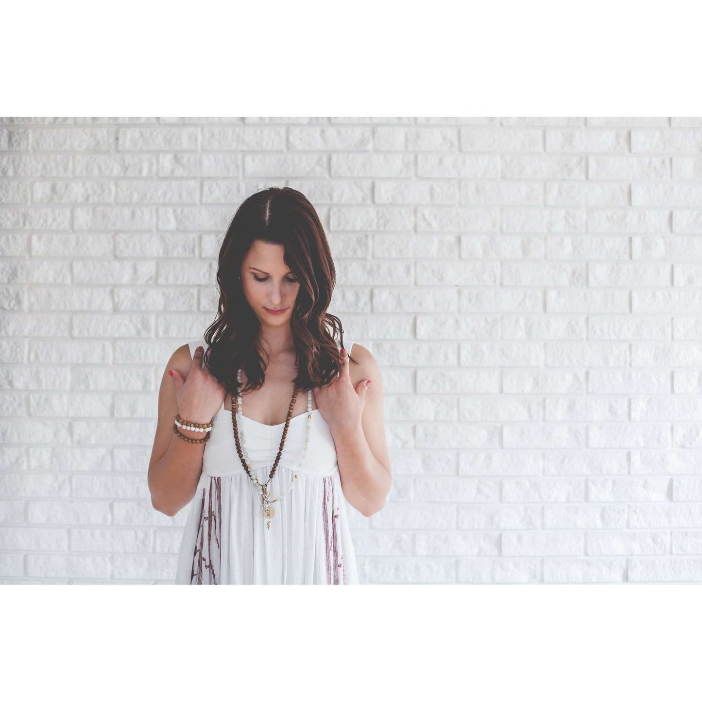 Moon Mala - Mala & Me- Gemstones with beautiful geometric pendents inspired by nature- Jewlery used for meditation, setting intentions and enhancing your yoga practice. Each gemstone holds unique healing properties 