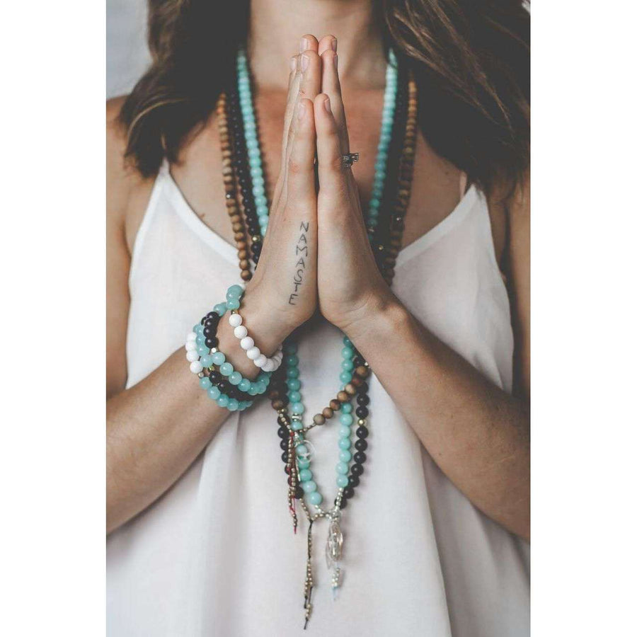 Amazonite Bracelet - Mala & Me- Gemstones with beautiful geometric pendents inspired by nature- Jewlery used for meditation, setting intentions and enhancing your yoga practice. Each gemstone holds unique healing properties 