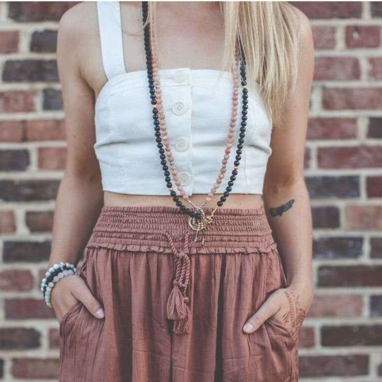 Breakthrough Mala - Mala & Me- Gemstones with beautiful geometric pendents inspired by nature- Jewlery used for meditation, setting intentions and enhancing your yoga practice. Each gemstone holds unique healing properties 