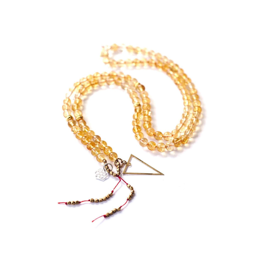 Prosperity Mala - Mala & Me- Gemstones with beautiful geometric pendents inspired by nature- Jewlery used for meditation, setting intentions and enhancing your yoga practice. Each gemstone holds unique healing properties 