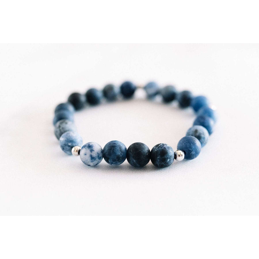 Matte Sodalite Bracelet - Mala & Me- Gemstones with beautiful geometric pendents inspired by nature- Jewlery used for meditation, setting intentions and enhancing your yoga practice. Each gemstone holds unique healing properties 