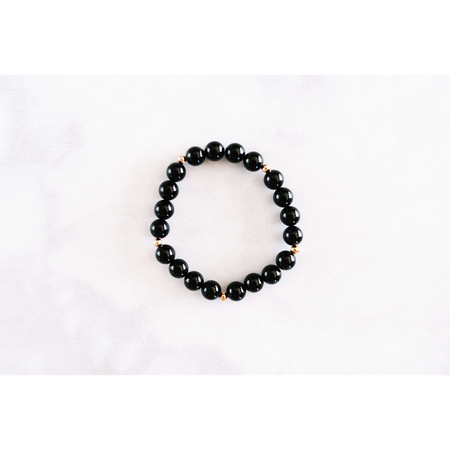 Black Onyx Bracelet - Mala & Me- Gemstones with beautiful geometric pendents inspired by nature- Jewlery used for meditation, setting intentions and enhancing your yoga practice. Each gemstone holds unique healing properties 