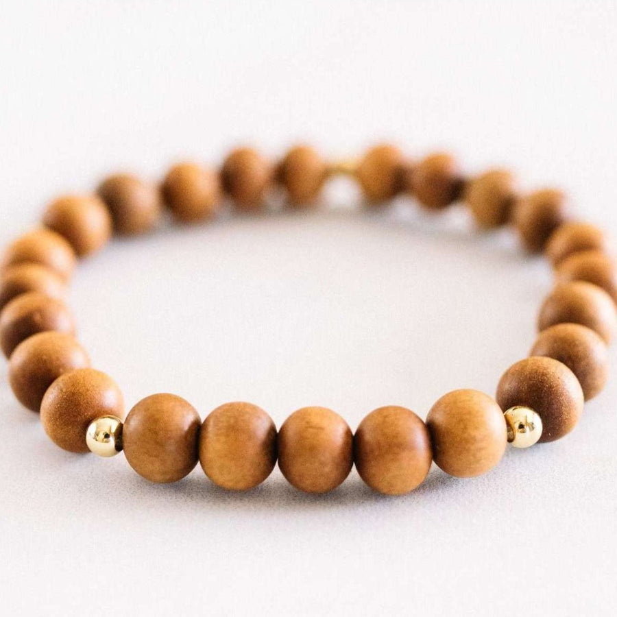 Sandalwood Bracelet - Mala & Me- Gemstones with beautiful geometric pendents inspired by nature- Jewlery used for meditation, setting intentions and enhancing your yoga practice. Each gemstone holds unique healing properties 