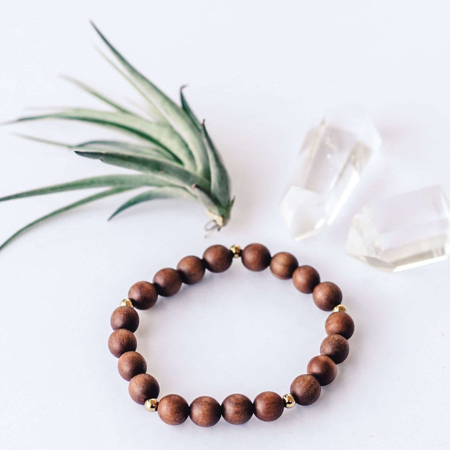 Sandalwood Bracelet - Mala & Me- Gemstones with beautiful geometric pendents inspired by nature- Jewlery used for meditation, setting intentions and enhancing your yoga practice. Each gemstone holds unique healing properties 