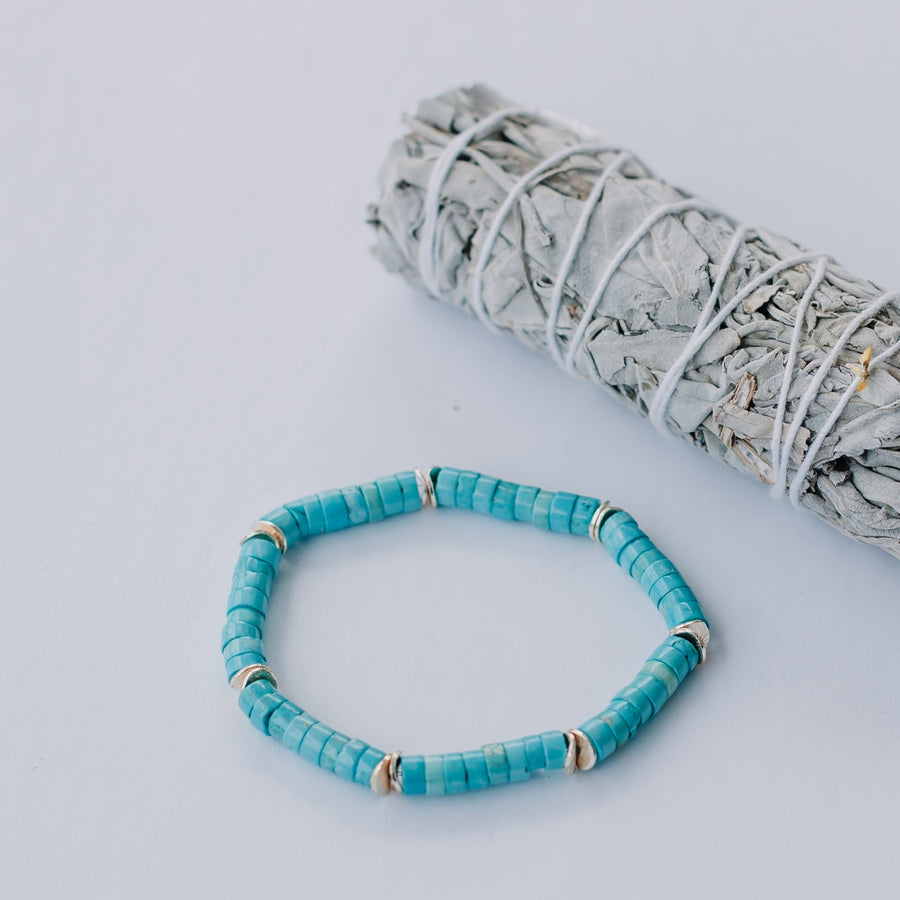 Turquoise Heishi-Beaded Bracelet