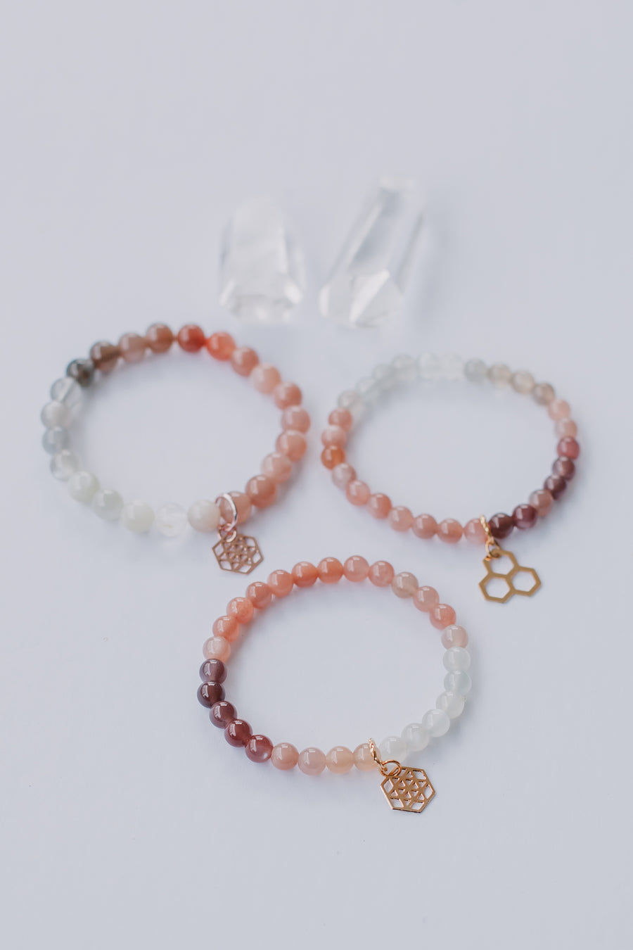 Mixed Moonstone Bracelet w/ Pendant