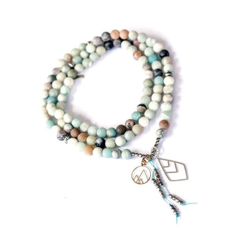 Wild + Free Mala - Mala & Me- Gemstones with beautiful geometric pendents inspired by nature- Jewlery used for meditation, setting intentions and enhancing your yoga practice. Each gemstone holds unique healing properties 