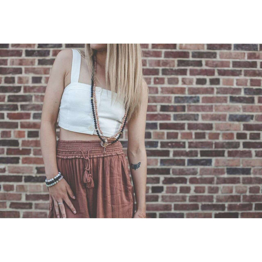 Daydreamer Mala - Mala & Me- Gemstones with beautiful geometric pendents inspired by nature- Jewlery used for meditation, setting intentions and enhancing your yoga practice. Each gemstone holds unique healing properties 