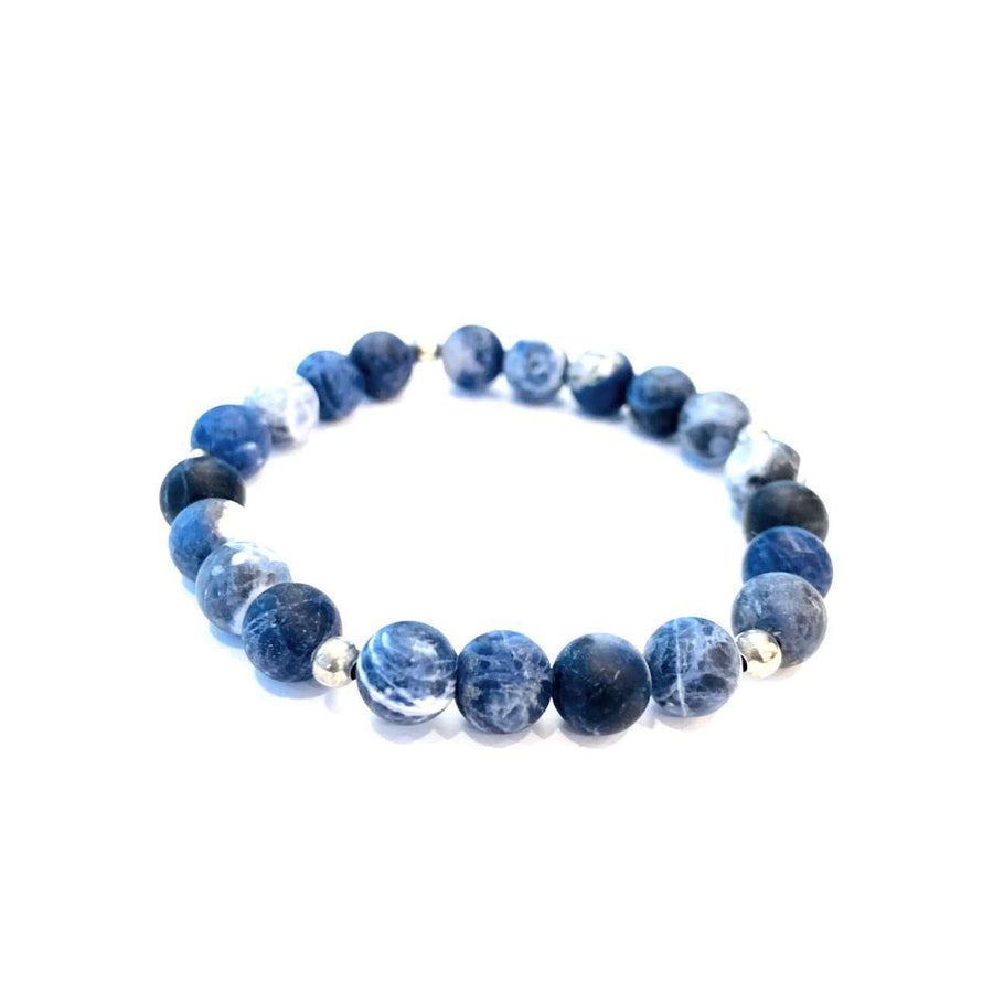 Matte Sodalite Bracelet - Mala & Me- Gemstones with beautiful geometric pendents inspired by nature- Jewlery used for meditation, setting intentions and enhancing your yoga practice. Each gemstone holds unique healing properties 