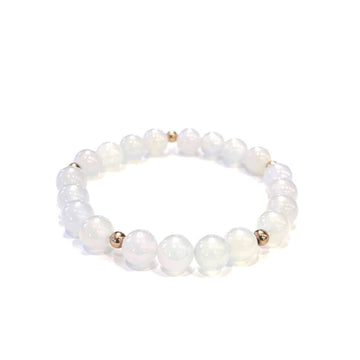 White Jade Bracelet - Mala & Me- Gemstones with beautiful geometric pendents inspired by nature- Jewlery used for meditation, setting intentions and enhancing your yoga practice. Each gemstone holds unique healing properties 